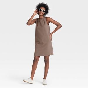 NWT A New Day Brown High Neck Sleeveless Dress Sz M